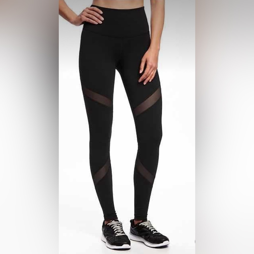 high-waisted elevate mesh-trim compression leggings for women size small